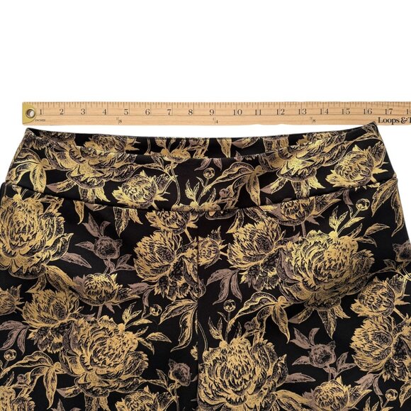 Soft Surroundings Mini Boot Cut Moonstruck Gold Metallic Floral Pull On Stretch - Picture 7 of 13